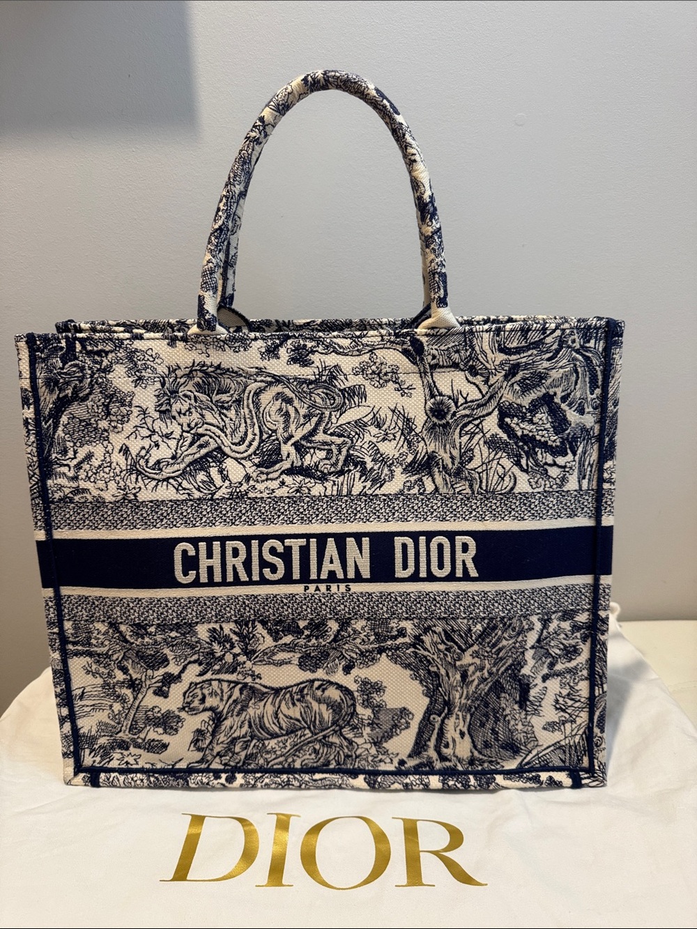 LARGE Dior Toile de Jouy Tote in Navy and White - Personalized ANA